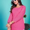 Women’s Pink Casual Straight Top with Stylish Pintuck Front Design