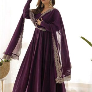Premium Purple Anarkali Gown with Dupatta – Elegant Ethnic Wear