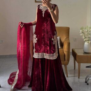 Royal Sharara Suit Set for Women – Velvet & Organza Edition