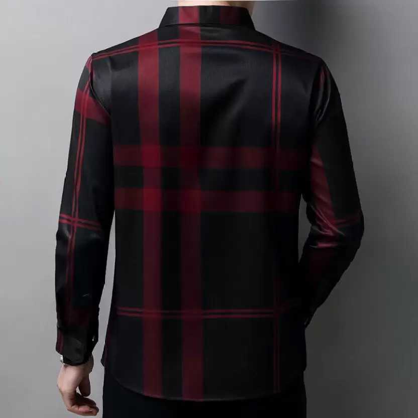 Men’s Black & Maroon Checked Full-Sleeve Shirt – Premium Slim Fit Casual Wear - Image 2