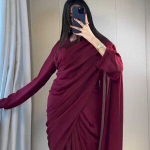 Wine Maroon Pure Chiffon Saree with Soft Flow & Elegant Drape