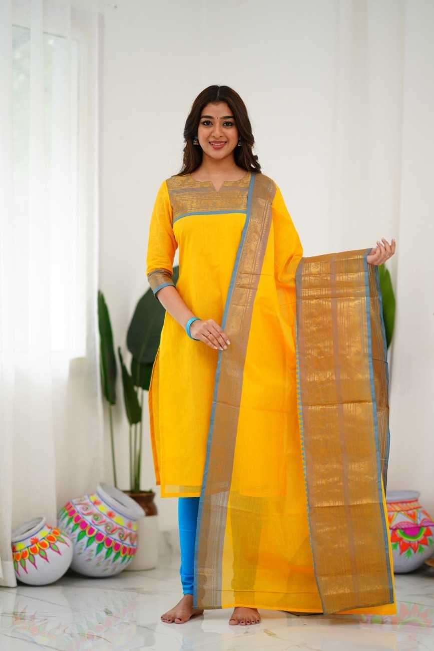 Kanchi Cotton Straight Kurti with Matching Dupatta Set - Image 3