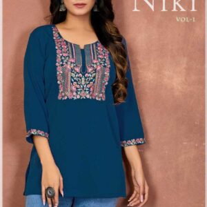 NIKI Vol-1 Embroidered Rayon Kurti Tops for Women – Stylish Everyday Wear