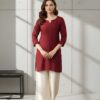 Elegant Maroon Straight Kurti with Button Detail – Office & Festive Wear